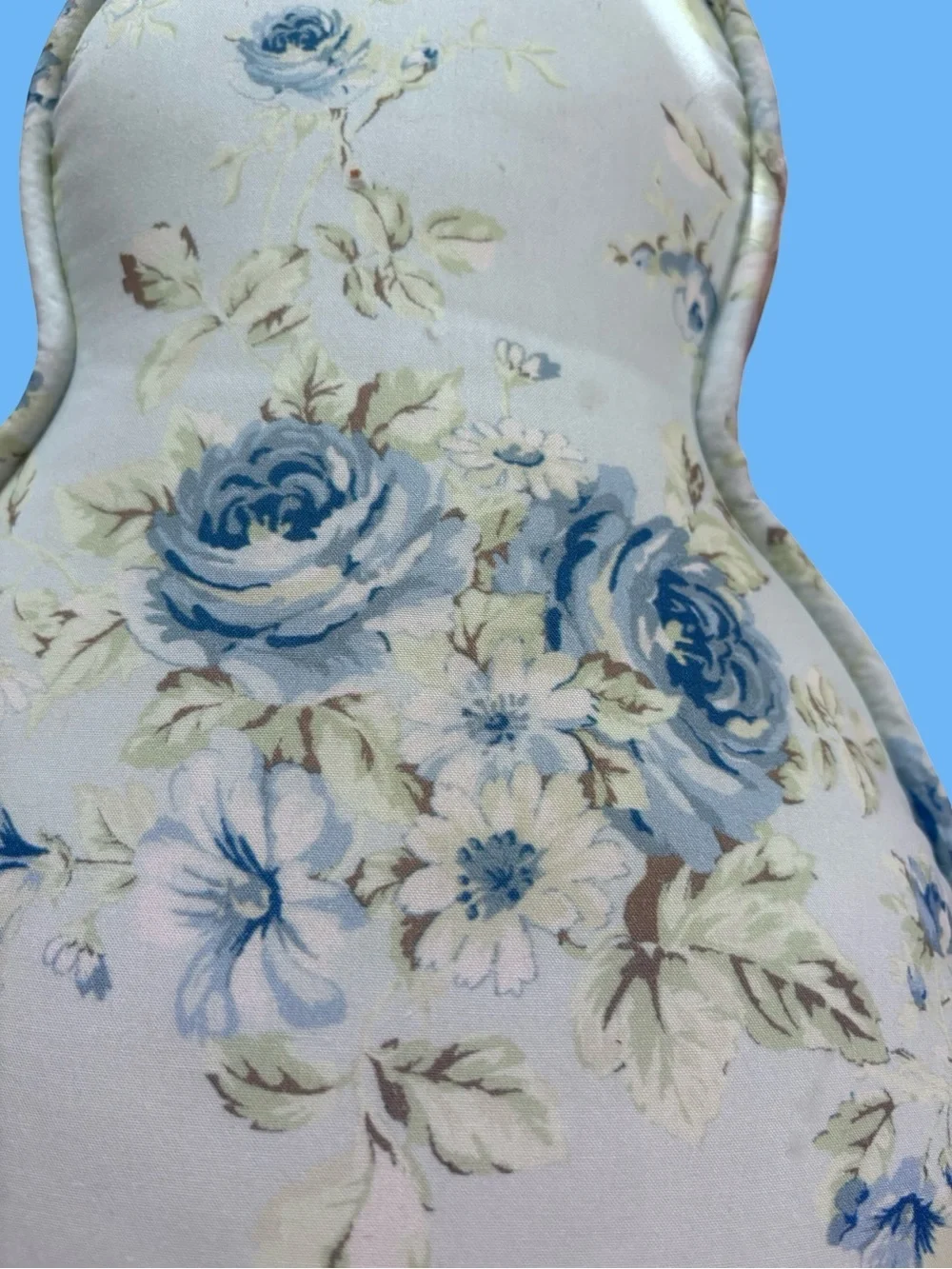 Shabby Chic Blue Floral Bunny Accent Pillow